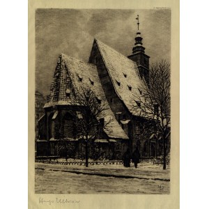 WROCŁAW. St. Christopherus-Kirche, eng. Hugo Ulbrich, gedruckt bei L. Angerer, Berlin, ca. 1915; unten auf der Platte kombinierte Initialen HU und Datum 1915; aquaf. s/w.