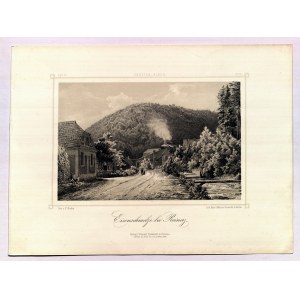 DUSZNIKI-ZDRÓJ. The non-existent buildings of the former ironworks in the Strążyska Valley, taken from: Sudeten-Album..., published by E. Trewendt, 1846-1862; letter toned