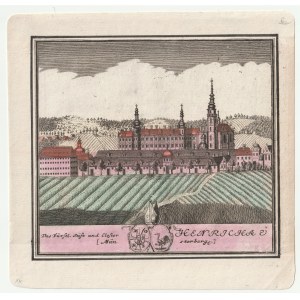 HENRYKÓW (Ząbkowicki district). Cistercian monastery; drawing by F.B. Werner; taken from the seventh plate of Scenographia Urbium Silesiae..., published by the Heirs of Homann, Nuremberg 1737-1752; copper color.