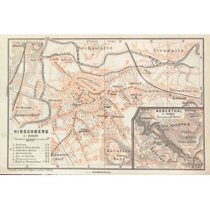 JELENIA GÓRA. Stadtplan; Geograph. Anstalt, Leipzig, ca. 1860; Maßstab 1:20 000; lith. zweifarbig