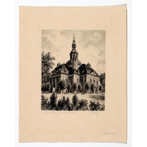 JELENIA GÓRA. Church of the Elevation of the Holy Cross, M. Berg, interwar period; signed in pencil; aquf. cz.-b.