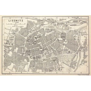 LEGNICA. Plan miasta; Geograph. Anstalt von Wagner & Debes, Lipsk, ok. 1860; skala 1:12 000; lit. cz.-b.