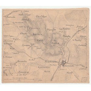 LEŚNICA (Bezirk Strzelce). Handschriftliche Karte des Gebiets von Leśnica und Góra Św. Anny (St.-Annen-Berg)