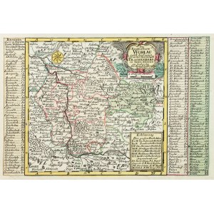 WOŁÓW, ŻMIGRÓD. Mapa Księstwa Wołowskiego, obejmuje pograniczne tereny Wielkopolski w tym Poniec; ryt. i wyd. J.G. Schreiber