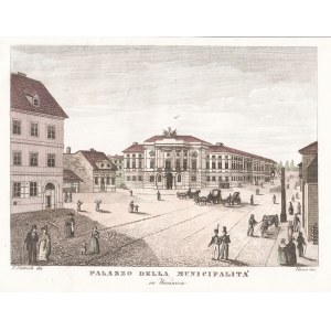 WARSZAWA. Pałac Mostowskich, ryt. Verico, rys. F. Dietrich, pochodzi z: B. Zaydler, Storia della Polonia…; miedz. kolor.