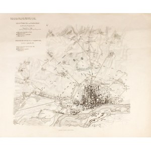 WARSZAWA. Plan szturmu na Warszawę w czasie powstania listopadowego, 6-7 IX 1831 r.; wyd. zakład litograficzny B. Herdera, Freiburg 1835; lit. kolor.