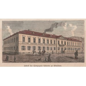 WARSZAWA. Fabryka tabaki, cygar i papierosów, z ok. 1865; drzew. kolor.