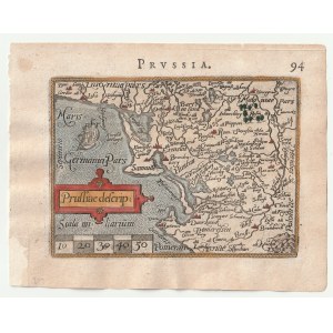 KINGDOM AND PRUSSIA. Miniature map of East Prussia by K. Henneberger