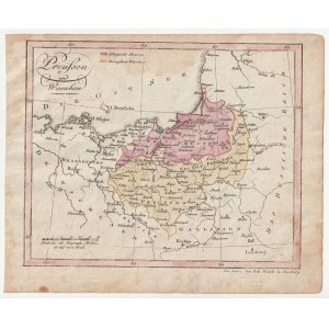 PRUSY. Mapa Prus po rozbiorach Polski; Walch, Johann