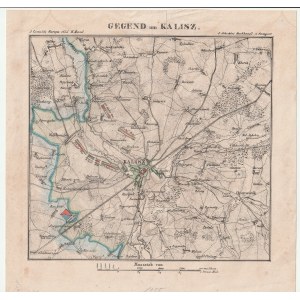 KALISZ. Pomniejszony plan manewrów prusko-rosyjskich w okolicy Kalisza w 1835 r.