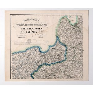WIELKOPOLSKA, CONGRESS KINGDOM, PRUSSIA. Map of Polish lands after the Congress of Vienna in 1815; 4 sheets; F. Handtke, Carl Flemming