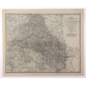 GALICJA. Mapa Galicji z utraconą przez Austrię tzw. Zachodnią Galicją, która weszła w skład Królestwa Kongresowego; rys. G.R. von Schmidburg, wyd. Geographischen Instituts, Weimar 1817