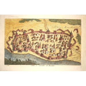 BENDERY (Romanian: Bender, Tighina). Perspective plan of the city; issued by P.A. Zatta, 1760/80; copper. color.