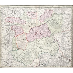 RUSSLAND. Zusammengestellt von. Guillaume Delisle, herausgegeben von Matthäus Seuter, Amsterdam, um 1740; farbiger Kupferstich, Maße der Karte: 583x500 mm