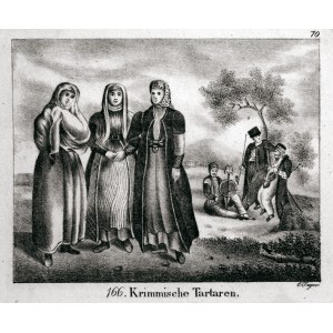 KRYM (Крим). Kobiety tatarskie, litografował C. Inger, ok. 1830; lit. cz.-b.