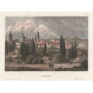 LWÓW. Panorama miasta, wyd. Kunstanstalt der Bibliographischen Instituts, Hildburghausen (1833-1860); stal. kolor.