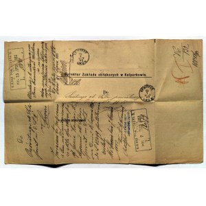 KULPARKÓW, LVOV. Geschäftsumschlag des Direktors der Irrenanstalt in Kulparków mit einem Brief vom 24.VII.1883, in dem der Tod eines Insassen mitgeteilt wird