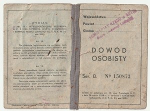 GDYNIA. ID card of Stanisława Majkowska, issued by the Government Commissariat in Gdynia on May 21, 1938.