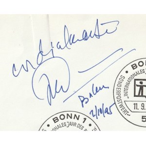 JORGE AMADO. Autograph of Brazilian writer Jorge Amado (1912-2001, author. of Cocoa and Gabriela, Cinnamon and Cloves, among others); on an envelope issued on the occasion of International Book Day 1972