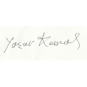 YAŞAR KEMAL. Autograf tureckiego pisarza kurdyjskiego pochodzenia Yaşara Kemala (1923-2015, autor. m.in. Al Gözüm Seyreyle Salih i Deniz Küstü); na kopercie wydanej z okazji 50-tego Nadania Nagrody Pokojowej Księgarzy Niemieckich 16.IX.1999