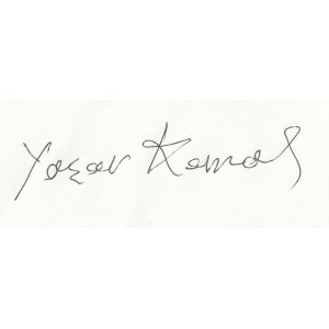 YAŞAR KEMAL. Autogramm des türkischen Schriftstellers kurdischer Herkunft Yaşar Kemal (1923-2015, Autor u.a. von Al Gözüm Seyreyle Salih und Deniz Küstü); auf einem Umschlag anlässlich der 50. Verleihung des Friedenspreises des Deutschen Buchhandels am 16