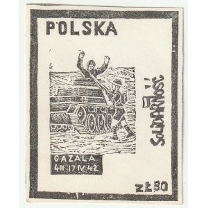 Sammlung von 7 Briefmarken. El Maliki, Gazala, in Konvois auf Schiffen, Geschwader 303 (Variante), Invasionsschutz, Wildschwein, Wyge.