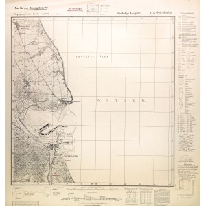 GDYNIA, PORT. Okupacyjna mapa z 1940 r. Na południu Witomino, na północy Pierwoszyno. Na czerwono zaznaczono zniemczone nazwy dzielnic Gdyni i okolicznych miejscowości. Niemcy pokazali na planie tylko południową część portu, przeznaczoną pierwotnie dla ja