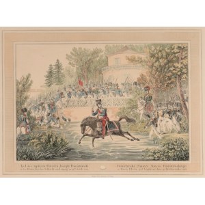 PONIATOWSKI Józef. Śmierć Józefa Poniatowskiego; wyd. Artaria, Wiedeń, 1813; akwf. kolor.