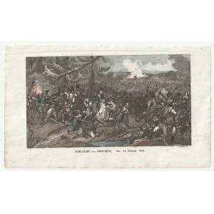 November-Aufstand. Kampf um Olszynka Grochowska, ryt. F. Sautter; Stahlfarbe; Umschlag; Größe ca. 190x115 mm; SCHLACHT von GROCHOW, den 25. Februar 1831.