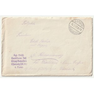 GDAŃSK. Dwie koperty i list wysłane z Gdańska-Stogów w 1917 pocztą polową do Chemnitz, pieczątki: DANZIG HEUBUDE; st. bdb.; wym. ok. 118x95 mm; ok. 118x95 mm.