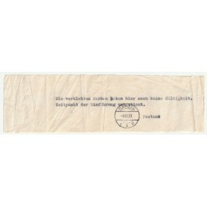 GDANSK. Schreiben des Postamtes in Danzig vom 4.10.39, in dem mitgeteilt wird, dass die auf Briefen angebrachten Briefmarken der Freien Stadt Danzig nach deren Eingliederung in das Dritte Reich ihre Gültigkeit verloren haben.