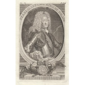STANISŁAW LESZCZYŃSKI (1677-1766), król Polski, półpostać w owalu; anonim, ok. 1770; miedz. cz.-b.