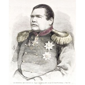 MURAWYOV Mikhail (1796-1866), nicknamed Vyazadev, once a decabrist and staunch enemy of the Tsar, later a fervent supporter of the Tsar, suppressed uprisings with exceptional ferocity; half figure, anonymous (left side combined initials of author: AS), 18