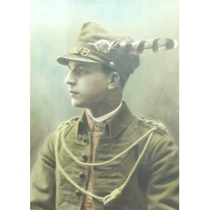 KRAKOW. Portrait (monidło) of a member of the Falcon organization from Galicia, pre-1914.