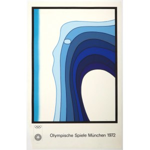 LENICA, JAN. Plakat autorstwa J. Lenicy, opubl. jako część serii 28 plakatów dotyczących igrzysk olimpijskich w Monachium w 1972 r.