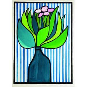LENICA, JAN. Plakat autorstwa Jana Lenicy; przedstawia wazon z kwiatami