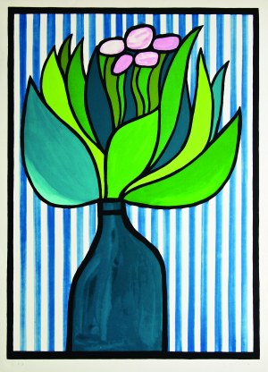 LENICA, JAN. Plakat autorstwa Jana Lenicy; przedstawia wazon z kwiatami