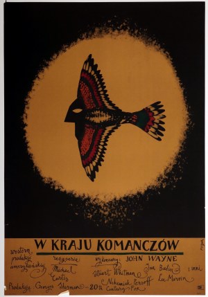 FLISAK, JERZY. Plakat z 1965, reklamujący ameryk. film pt. W kraju Komanczów z 1961