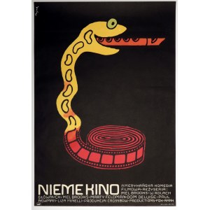 FLISAK, JERZY. Plakat z 1978, reklamujący ameryk. film pt. Nieme kino z 1976 r.