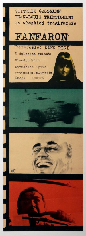 HIBNER, MACIEJ. Plakat reklamujący włoski film pt. Fanfaron, wyd. 1964