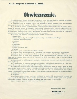 KIELCE. Introduction of a state of emergency in the lands of the Congress Kingdom occupied by the Austro-Hungarian army