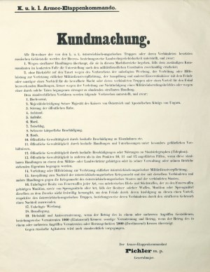 KIELCE. Wprowadzenie stanu wyjątkowego na zajętych przez armię austro-wegierską ziemiach Królestwa Kongresowego
