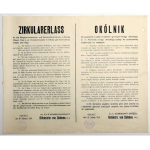 OLKUSH. Circular To all municipal and communal offices of the Olkusz district / C. and k. The Olkusz district command announces to the general public the following