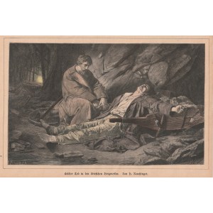 SYBERIA. Śmierć zesłańca w syberyjskiej kopalni. Wg obrazu Henryka Rauchingera „W katordze” z 1886 r.