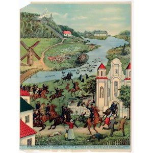 LITWA, KROŻE (lit. Kražiai). Plakat upamiętniający tzw. rzeź kroską (1893)