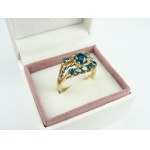 Pierścionek z Niebieskimi Diamentami - złoto 585