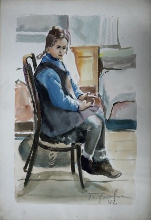 Tadeusz Tarkowski, Portret córki na krześle, 1942 r.