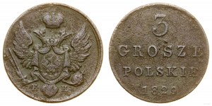 Polska, 3 grosze, 1829 FH, Warszawa