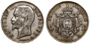 Francja, 5 franków, 1855 /BB, Strasburg