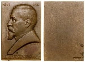 Polska, plakieta Henryk Sienkiewicz, 1928, Warszawa